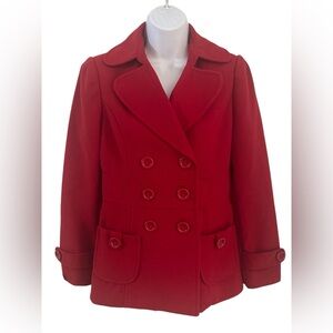 Forever 21 Red Double-Breasted Pea Coat Sz/S.